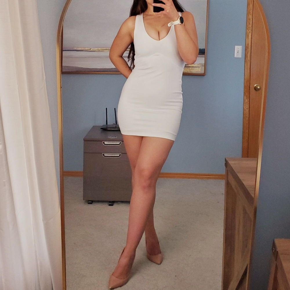 Zara White Bachelorette Body Con Mini Dress